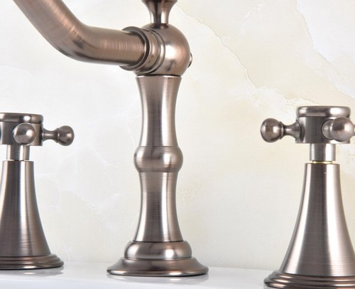 ORB Brown Bathroom Sink Basin Faucet Waterfall 2 Handle 3 hole Vanity Mixer Tap - Picture 7 of 8