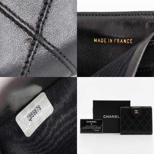 CHANEL Double SidedCOCO Mark vintage Bicolole Bi-Fold Wallet black lambski... - Picture 12 of 12