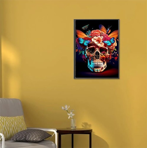 Colorful Butterfly Skull 5D Diamond Painting Kits for Adults, DIY Diamond Art  - Bild 5 von 6