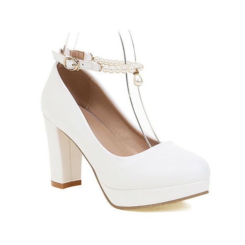 Full Size Damen High Heels Plateau Schuhe Mary Jane Knöchelriemen Schuhe Arbeit Pump - Bild 10 von 14