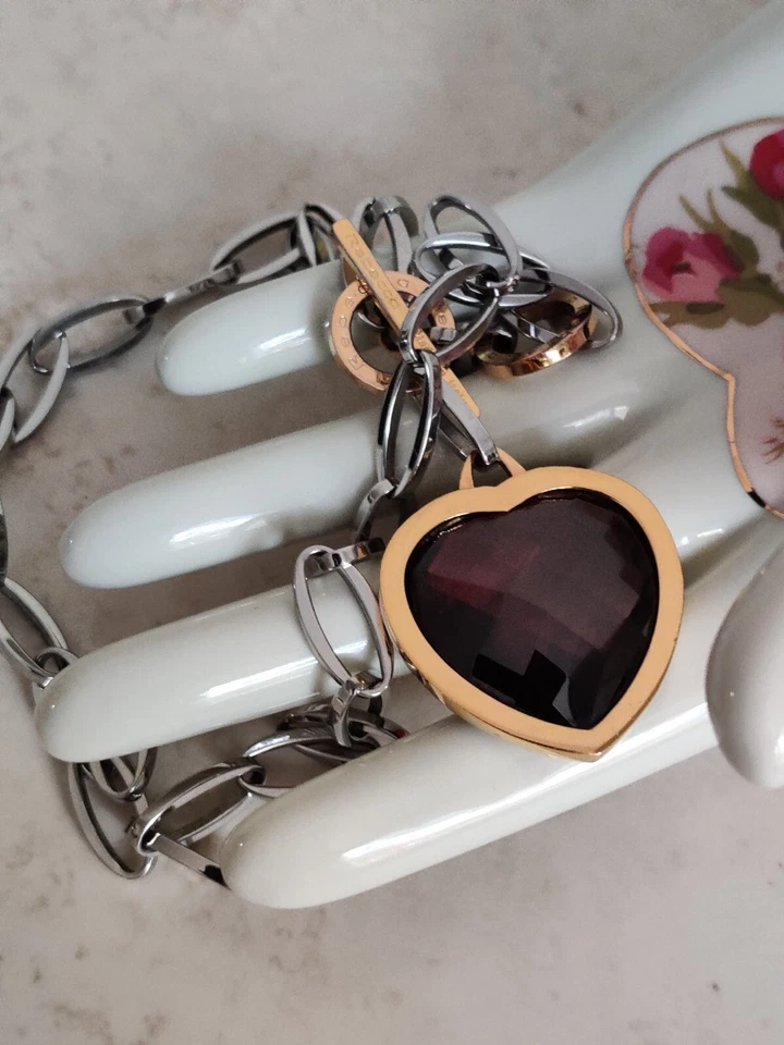 Collar Corazón Granate REBECCA Italia Colección Tropezienne Cadena Gruesa con 14K Foto 4 de 4