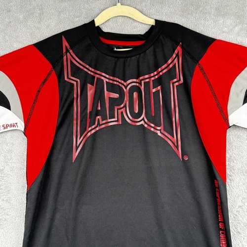 Tapout Y2K Logo Spellout Shirt Youth Large MMA Boxing Grunge Red Black Stretch - Picture 3 of 8