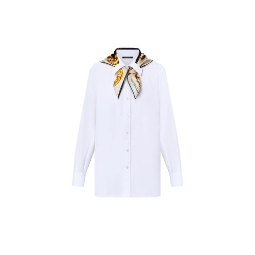 NWT Louis Vuitton white button down cotton MONOGRAM SCARF SHIRT 40 retail $1640 - Picture 2 of 17