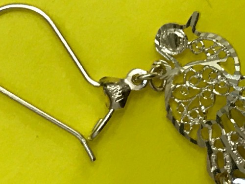 GOLd peacock Chandelier Earring 14k solid real Filigree Gypsy long dangle 2" - Picture 10 of 12