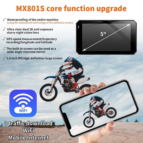 5inch Motorcycle Dash Cam Dual 2K BT Wifi GPS Navi Carplay Android auto TPMS HDR - Picture 6 of 10