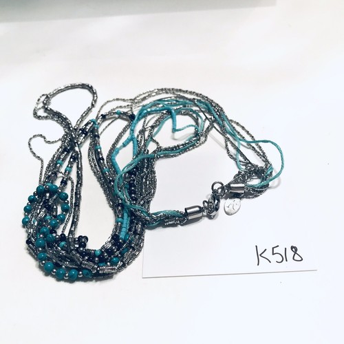 Accessorize Brand 7 Layer Chain Necklace Silvertone & Faux Turquoise K518 - Picture 8 of 8