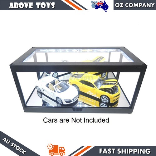 Kings Creation Black LED Display Case With Mirrored Back & Base For 1:18 Car Toy - Afbeelding 2 van 3