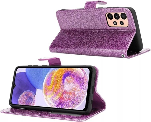Case For Samsung Galaxy Bling Glitter Leather Wallet, Diamond Heart,Card Slots, - Picture 14 of 41