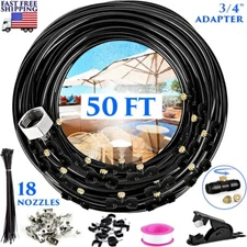 50 FT MISTING COOLING SYSTEM 18 NOZZLES WATER MISTER SPRAY OUTDOOR GARDEN POOL