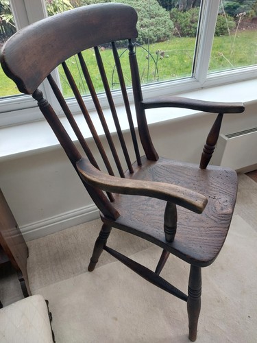Antique Windsor spindle back armchair, Country House fire side carver chair - Picture 3 of 9