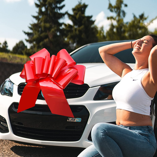 Big Red Car Bow 30In Large Giant Bow for Car, Birthday Gift Bow, Large Gift Bow - Picture 6 of 12