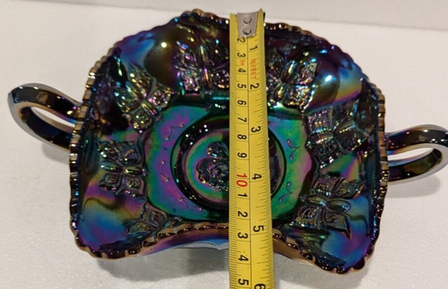 Vintage Fenton Iridescent Carnival Glass Butterfly Dish Base Glass is Amethyst - Picture 11 of 12