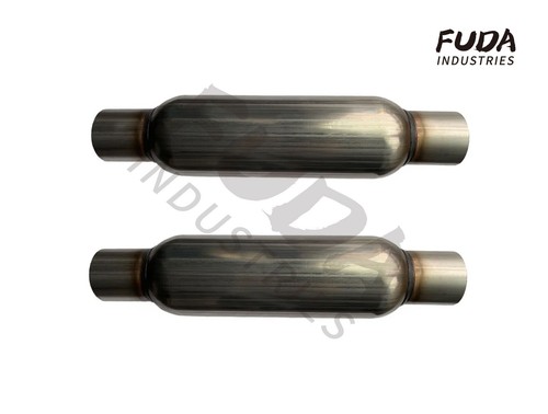 Universal Glass Pack Exhaust Resonator 2.5" Muffler 4" Round Body Pair of 2 - Bild 2 von 7