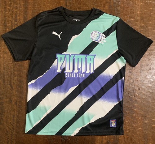 NWT $60 Puma Size Large Retro Black Short Sleeve Soccer Jersey - Picture 9 of 9