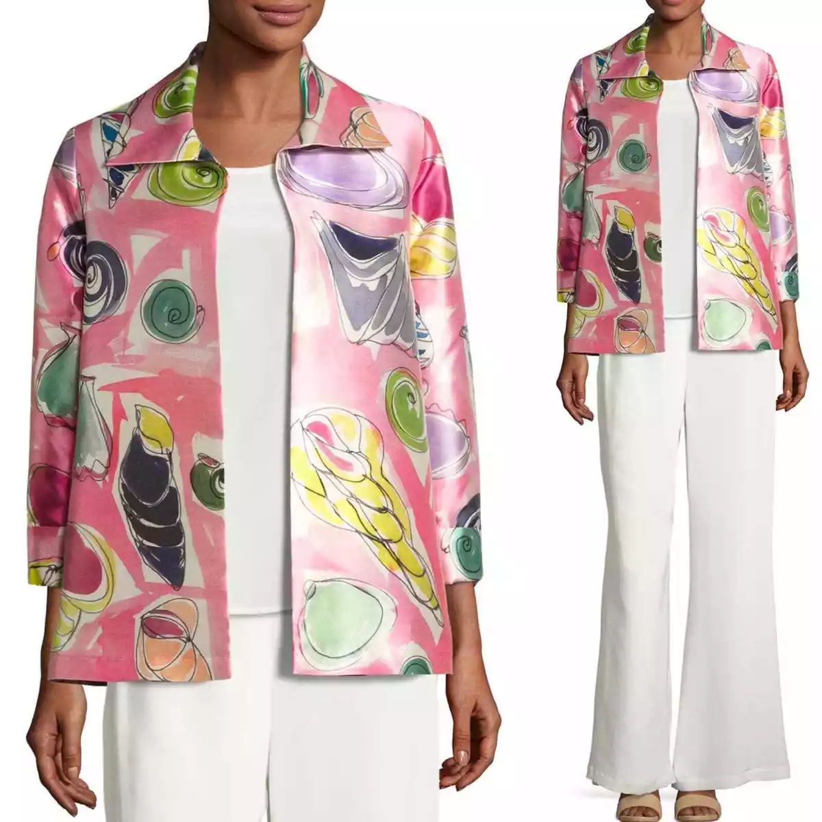 Caroline Rose Beachy Keen Printed Lady Jacket sz S