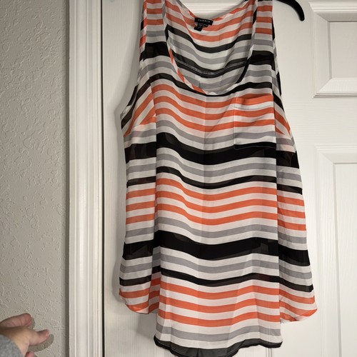 Camiseta sin mangas Torrid talla 2 a rayas transparentes - Imagen 1 de 6
