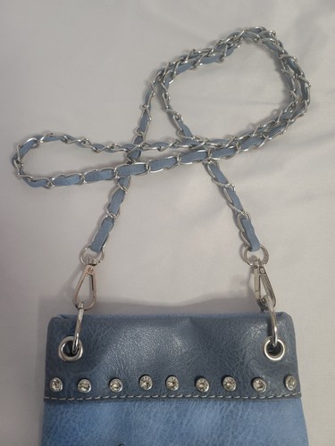 Slate Blue Butterfly Embroidery Style Crossbody Bag - Picture 3 of 10