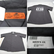 Bells Work Shirt Mens 2X Red Kap Gray Pockets Short Sleeve Button Up Uniform