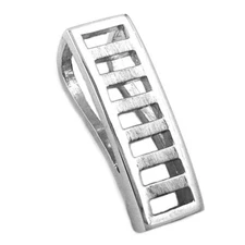 Rhodium Plated Silver Square Pendant Necklace Dimensions 23mm x 8mm 