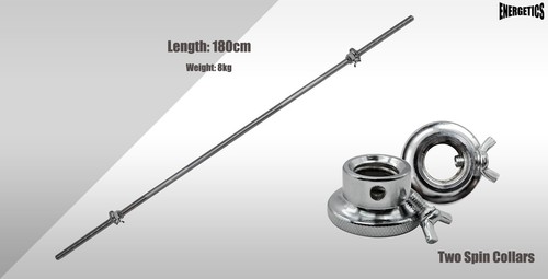 Total 18kg - Barbell Weight Set - 180cm Barbell Bar + 5kg x 2 Weight Plate - Picture 5 of 7