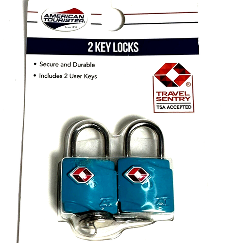 American Tourister TSA Accepted Luggage Key Locks • Aqua • 2 Key Locks