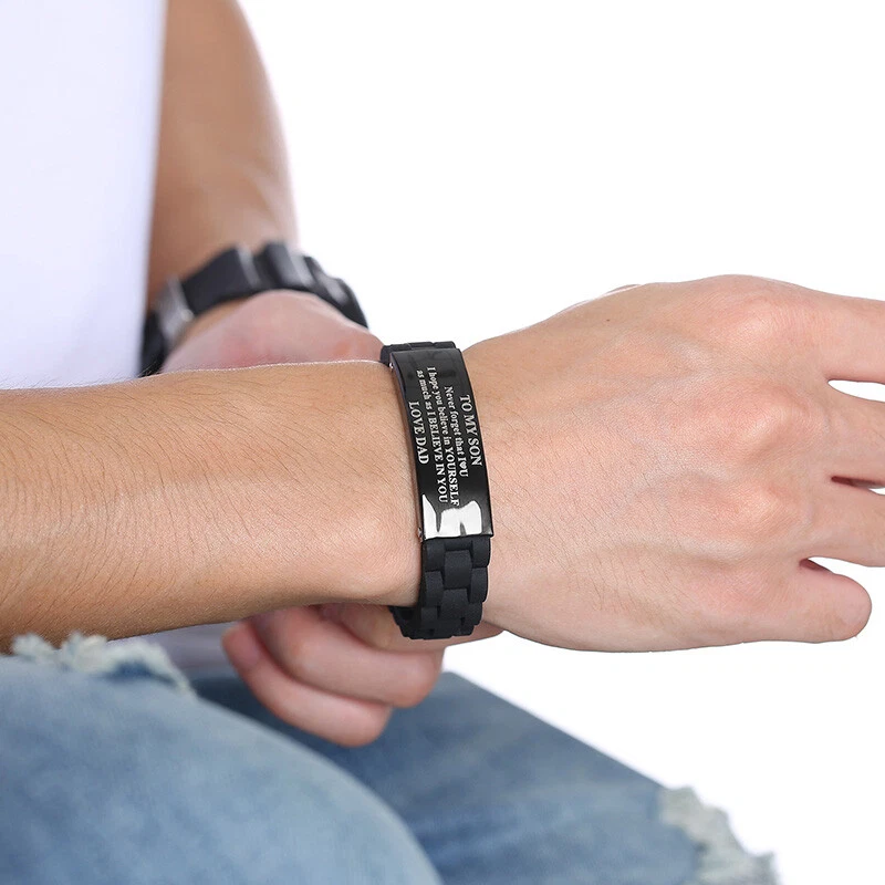 Brazalete Brazalete Adjust To My Son Inspirador Aliento Del Amor Mamá Papá Regalo Foto 4 de 4