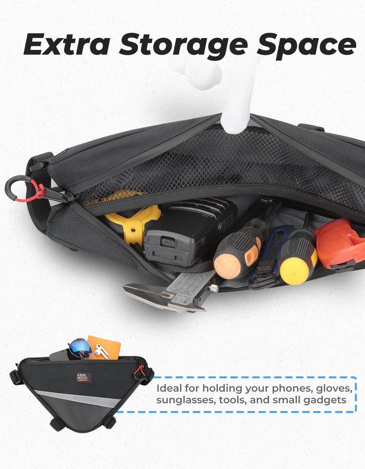 2 peças UTV Roll Bar Triângulo Bolsa de Armazenamento Bolsa de Canto Superior para Can Am X3 Polaris - Imagem 4 de 4