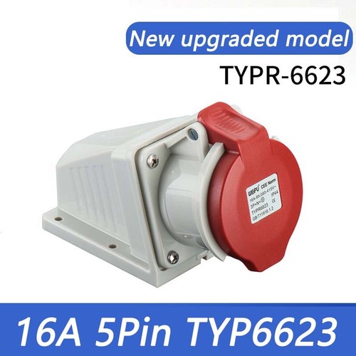 16A 5 PIN RED INDUSTRIAL PLUGS & SOCKETS 3 PHASE 3P+N+E IP44 MALE/FEMALE - Picture 9 of 15