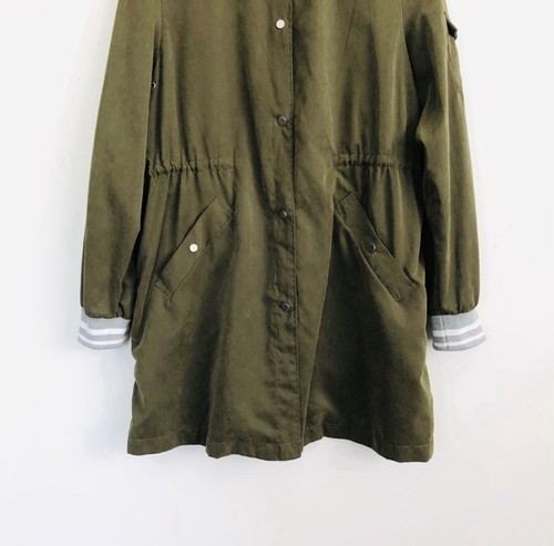 Chaqueta Zara Utility Ligera Mediana Verde Ejército Longline Ajustable Parka - Imagen 3 de 7
