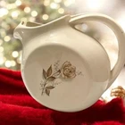 McCoy Ivory Pitcher With Antique Rose Tilt With Ice Lip 1959 READ (G4)