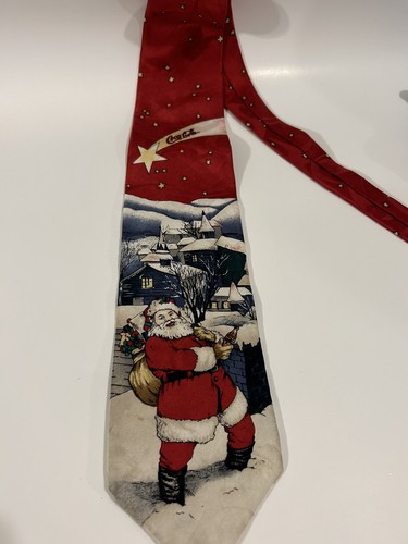 Vintage Coca-Cola Weihnachtsmann Krawatte Weihnachten Urlaub 100 % Seide Cola USA breit