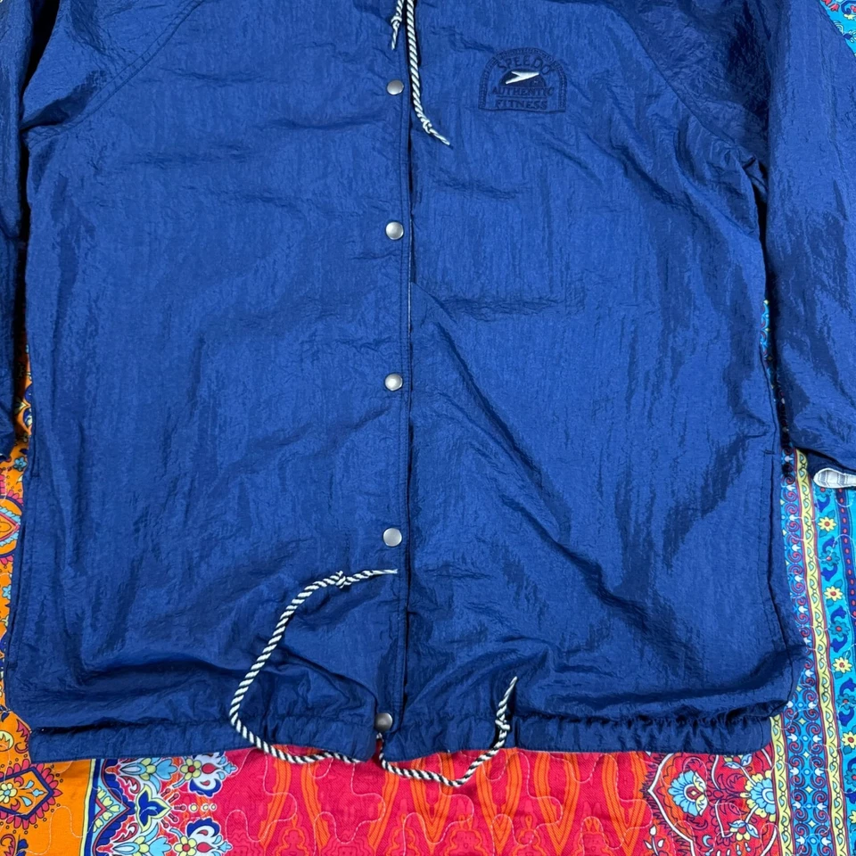 Speedo Fitness Reversible Blue Hooded Jacket Striped & Solid Drawstring Hem M - Image 4 of 4