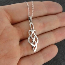 Celtic Love Knot Pendant Necklace - 925 Sterling Silver - Infinity Irish 