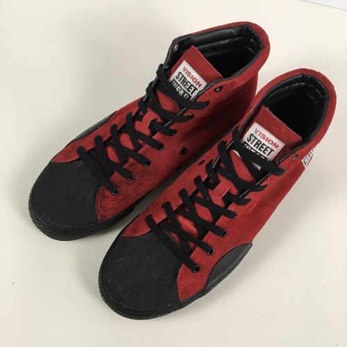 VISION STREET WEAR Suede Hi Top, Herren 10,5, Retro ROT Skateschuh High Top