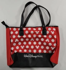 DISNEY PARKS RED WITH WHITE MICKEY HEADS AND CIRCLES  TOTE SHOULDER BAG PURSE