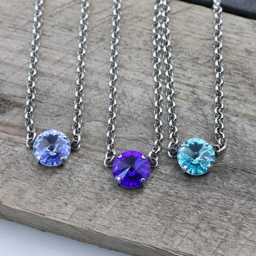 Personalisierte Geburtsstein-Halskette, mit 12 mm Rivoli Swarovski Kristalle - Bild 10 von 70