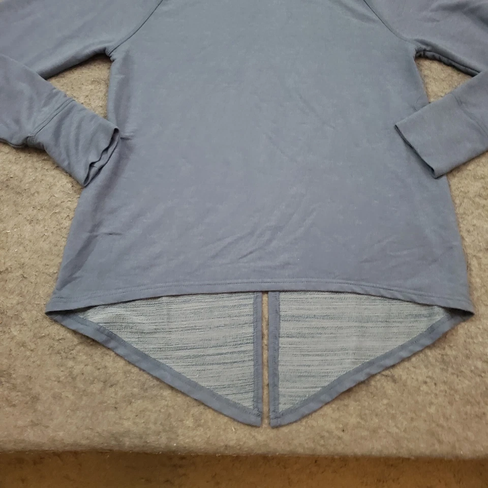 Suéter Danskin Mujer Pequeño Azul Manga Larga Cuello Redondo Alto Bajo Activo Damas Foto 4 de 4