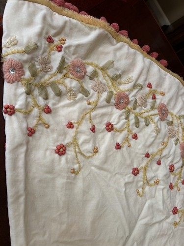 Vtg Christmas Tree Skirt 60” Round Handmade In India - Picture 3 of 9