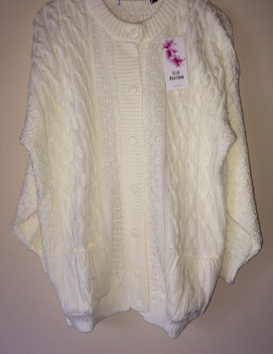 NEW LADIES CHUNKY CABLE KNIT CREW NECK ACRYLIC CARDIGAN WITH POCKETS*20 COLOURS* - Picture 2 of 19