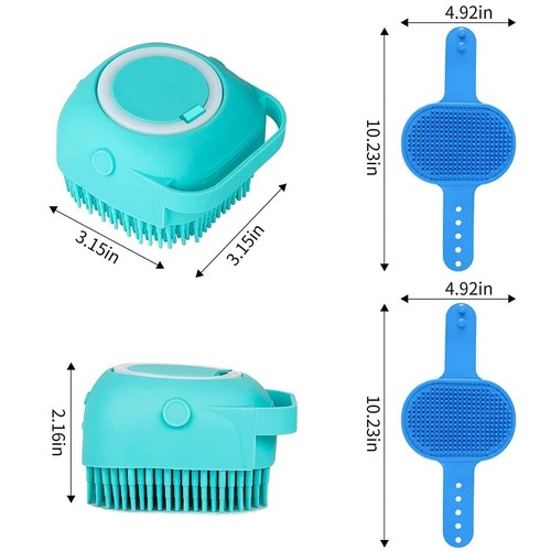 3PCS Pet Dog Cat Silicone Massage Bath Brush Scrubber Shampoo Dispenser Shower - Picture 3 of 10
