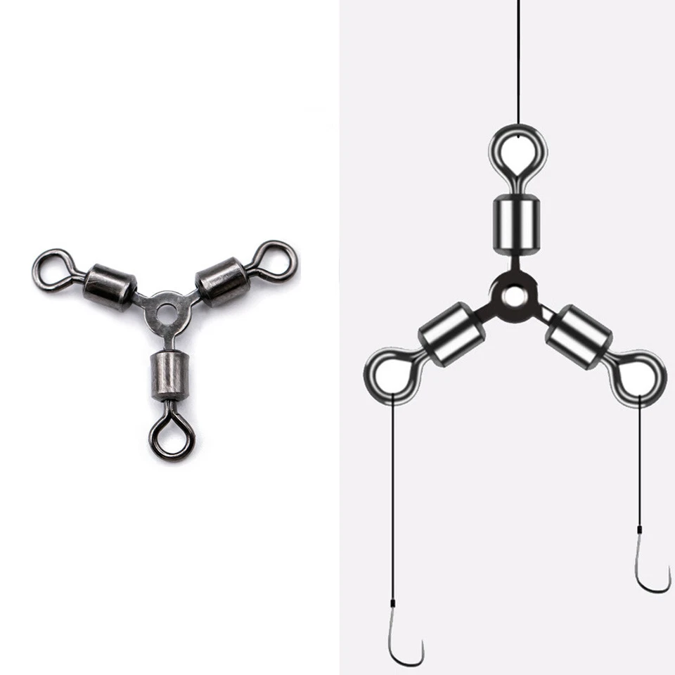 15Pcs 3 Way Swivels Fishing Swivel Saltwater Fishing Line Connector 7 size  - Image 4 of 4
