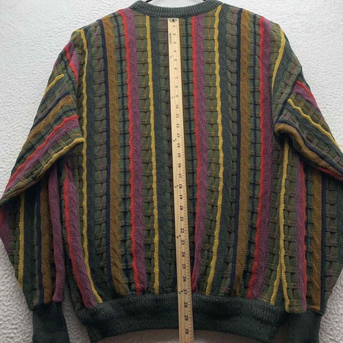 VTG Structure Sweater Mens XL Cosby Colorful Striped 90s Retro Golf Grandpa Dad - Picture 5 of 11