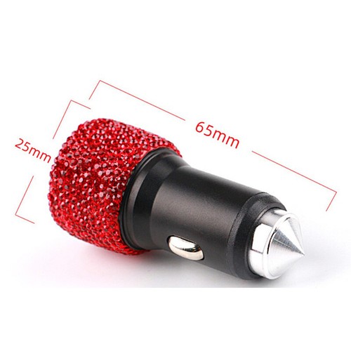 Women Crystal Dual USB Port Car Quick Rhinestones Bling Charger Cable Car Ch`hw - Afbeelding 3 van 17