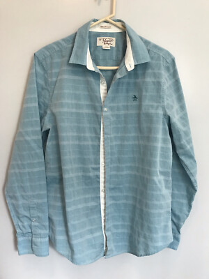 original penguin mens dress shirt Original Penguin Men's Oxford Long Sleeve Shirt in Aquarelle/Blue, Size XL