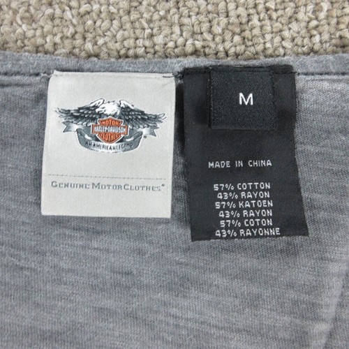 Harley Davidson Shirt Damen Medium grau Häkel Schulter Grafik Print Tee - Bild 9 von 20