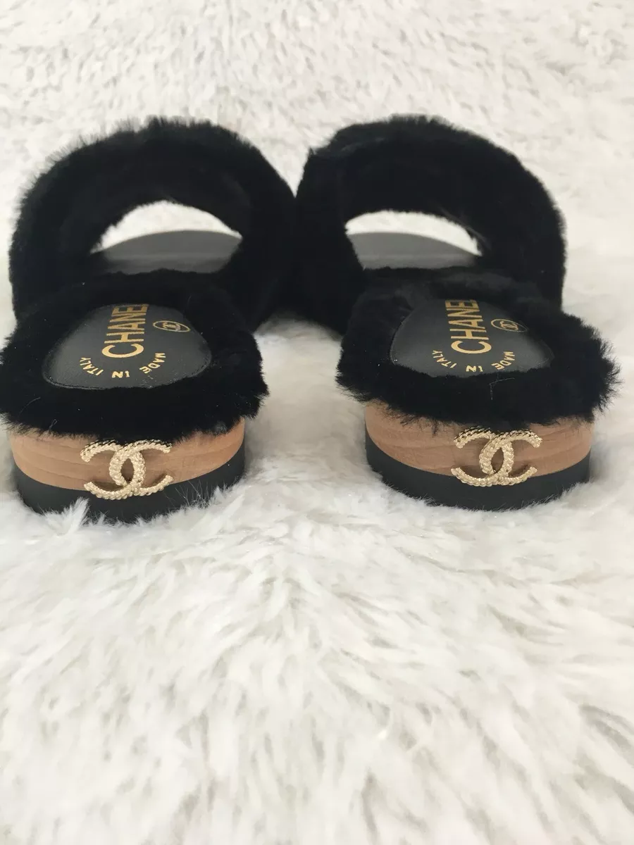 Chanel fluffy slides sales