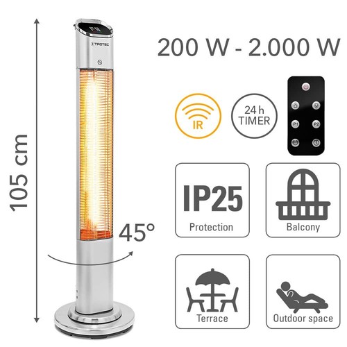 TROTEC Infrarotheizung Standgerät IRS 2050 E – Heizleistung 200 W / 2000 W - Bild 4 von 8