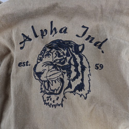 Alpha Industries Jacket Youth M Brown Tiger Embroidery Flight Apparel Military - Picture 14 of 16