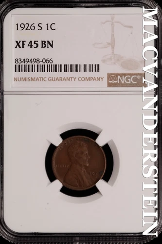 1926-S Lincoln Wheat Cent - NGC XF 45 BN - Scarce  No Reserve  #SLH238