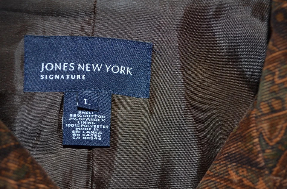 Jones New York подпись пейсли куртка коричневый с подкладкой размер L - Изображение 2 из 4